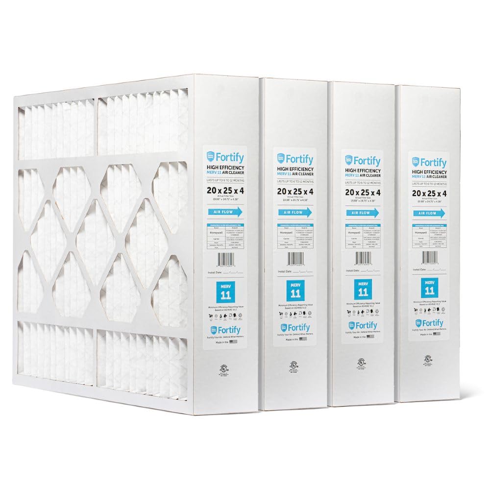 Fortify 20x25x4 MERV 11 Furnace Air Filter Fits Honeywell. 4-Pack