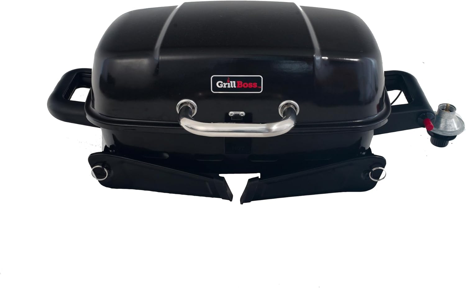 Grill Boss 1 Burner Portable Gas Grill, 10,000 BTU Propane Tabletop BBQ with Porcelain Coated Grate for Camping, Patio, and Outdoor Cooking, Black