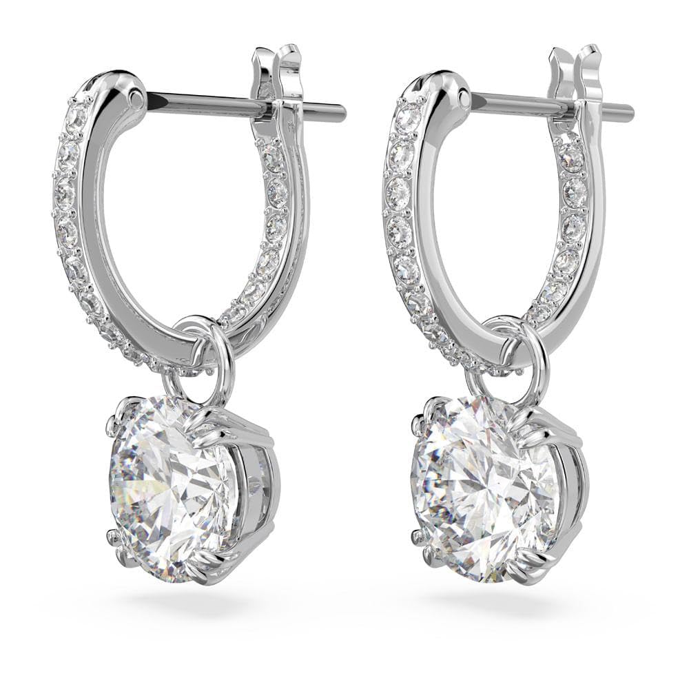 Swarovski Stilla Colección pendientes colgantes, talla redonda, blanco