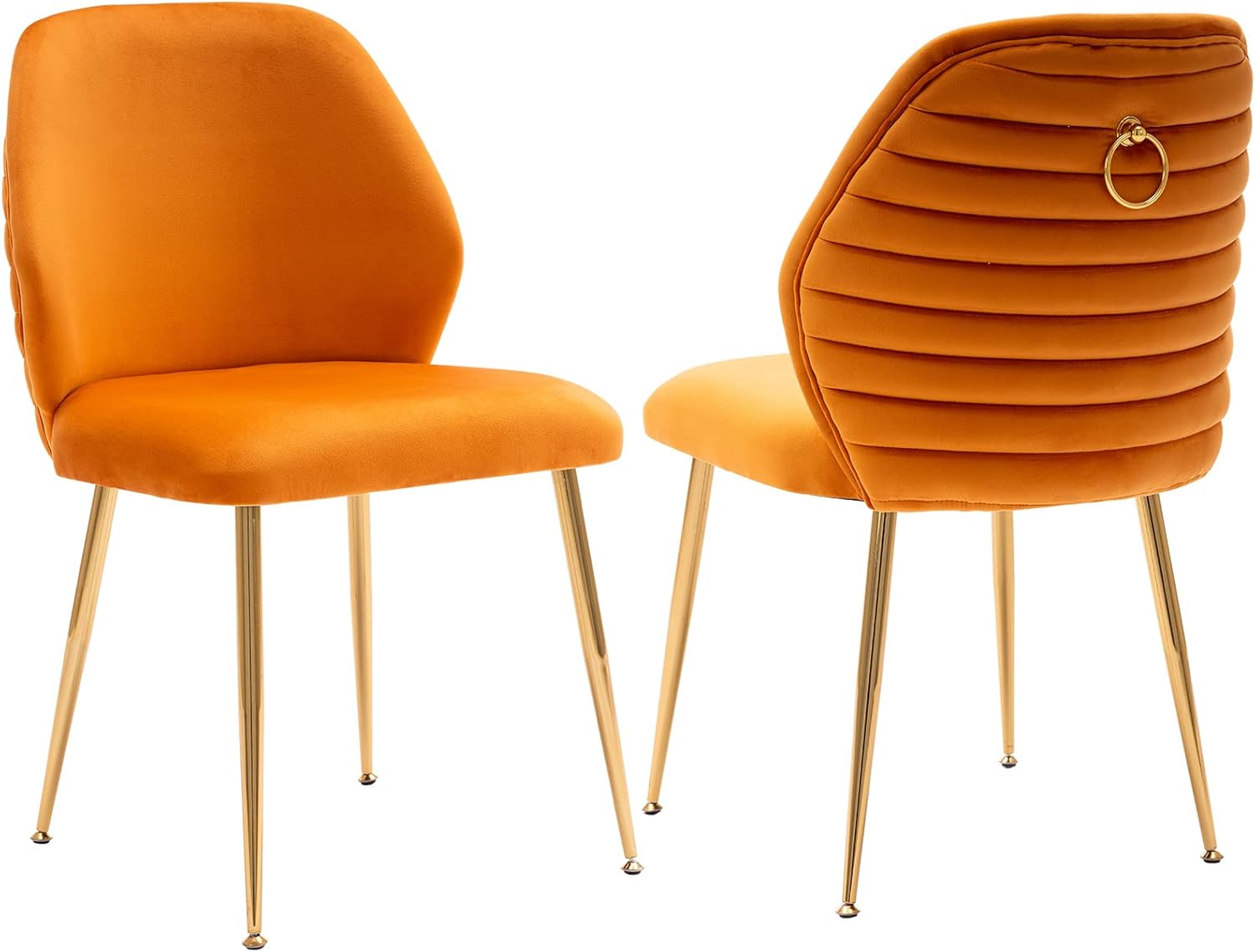 ZSARTS Orange Gold Dining Chairs Set of 2 Modern Velvet