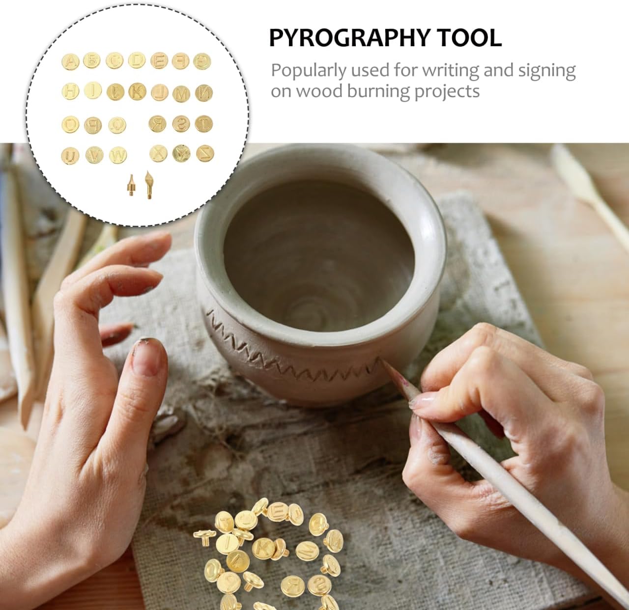Healifty 28Pcs Wood Burning Tips Set with Alphabet Letters Soldering Iron Tips for DIY Woodcrafts Leather Gourds Branding and Personalization Projects