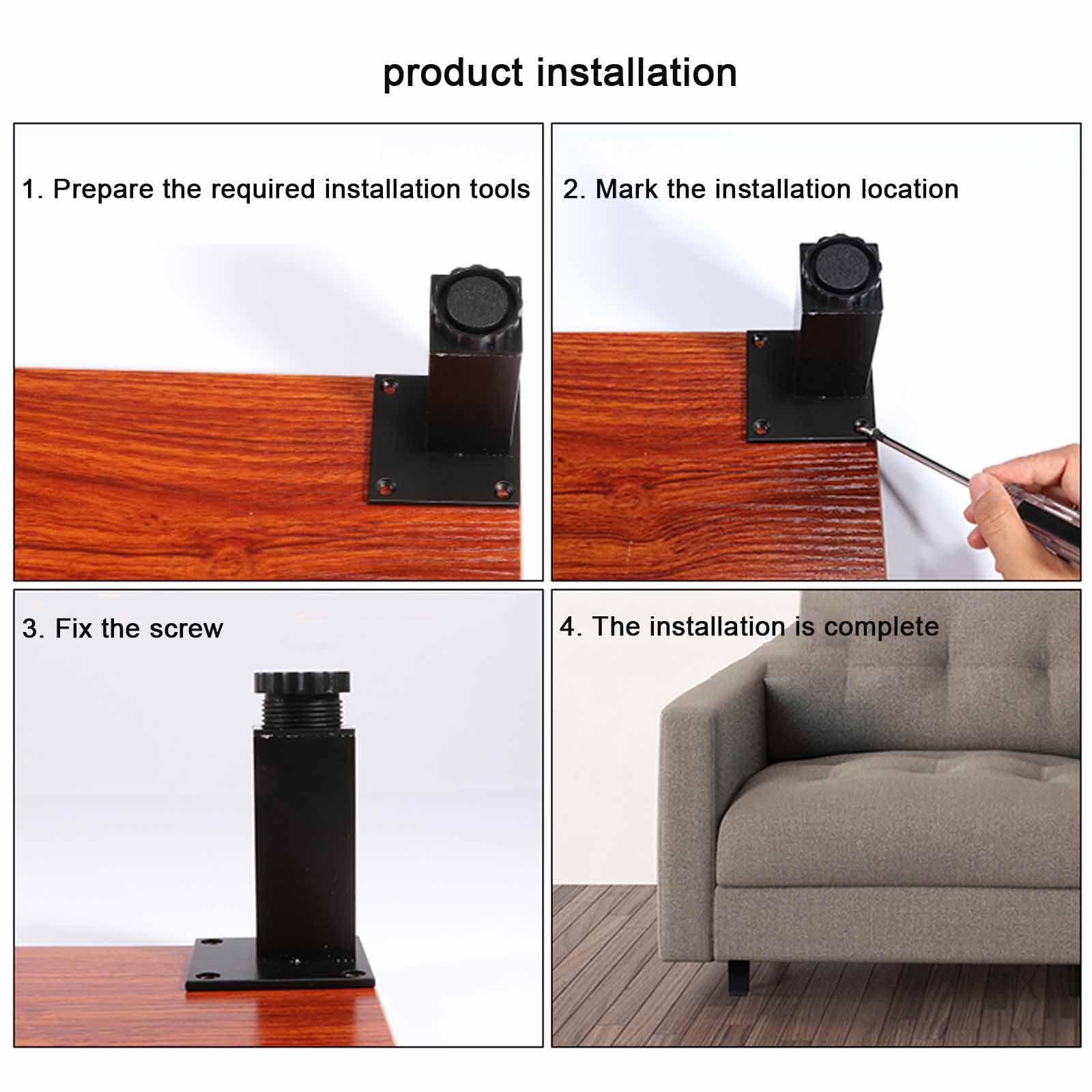 Amazon.co.jp: 家具の脚4本セット、調節可能な家具の足、金属製の