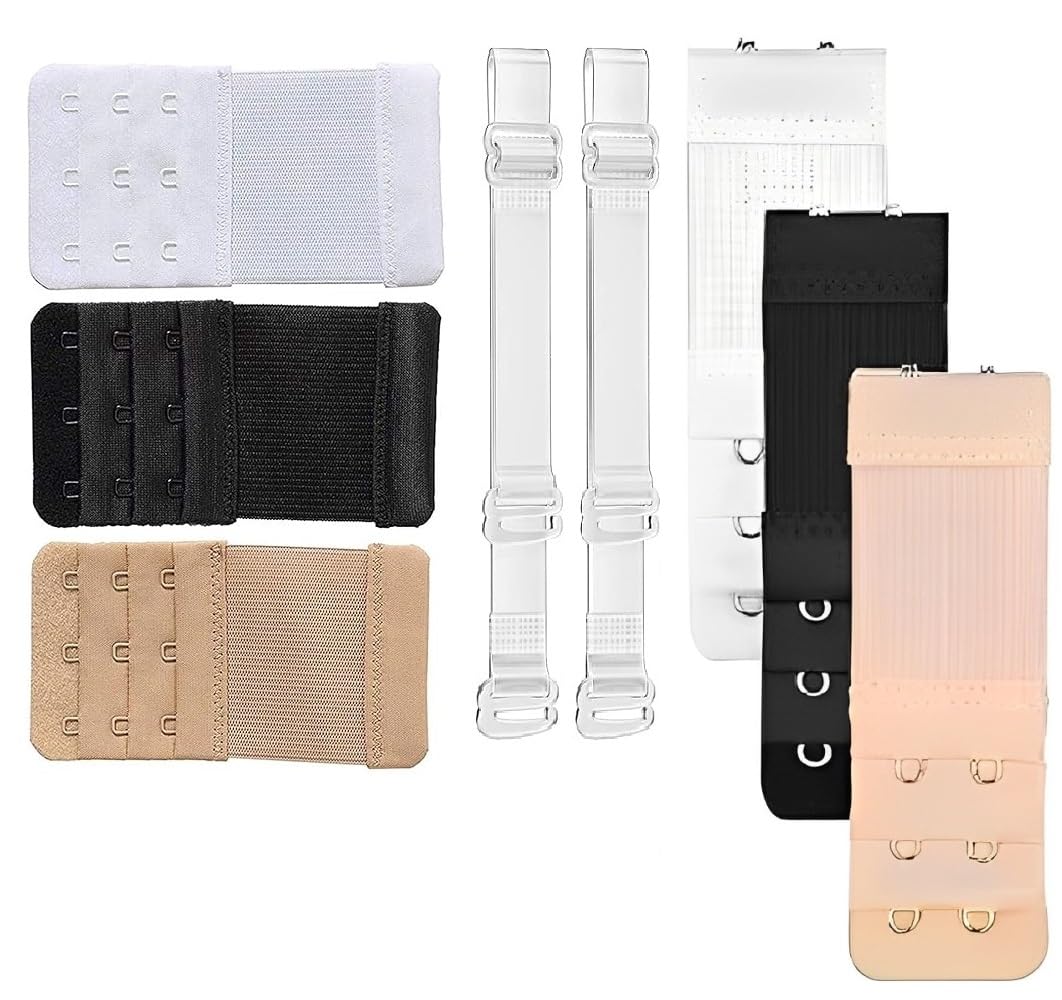 6pcs Elastic Bra Hook Strap Extensions + Clear Bra Strap Non-Slip Adjustable Bra Strap Transparent Shoulder Strap for women-image-17