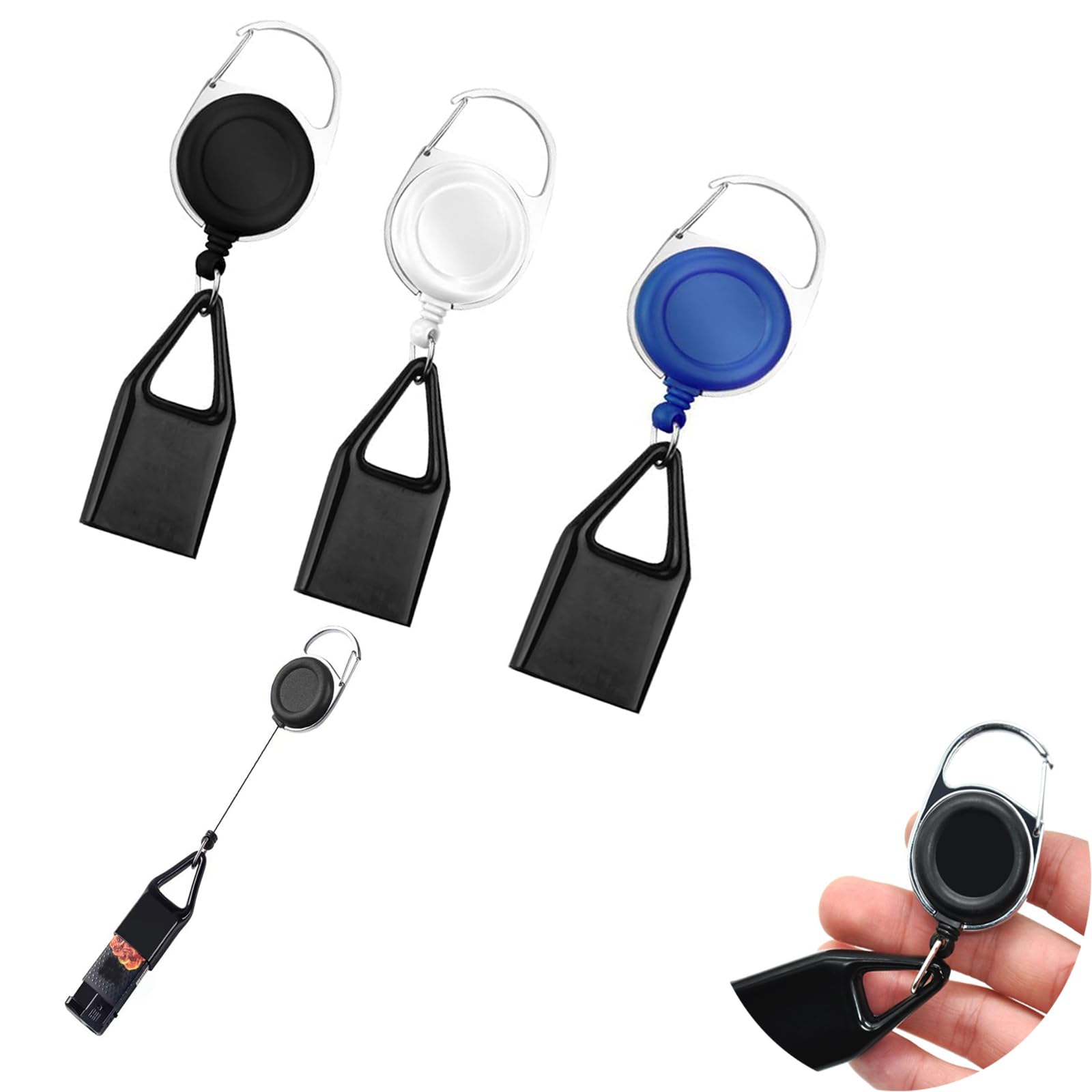 Yeenano 3 Pcs Silicone Lighter Cover Keychain, Retractable, Elastic, Secure Attachment, Black