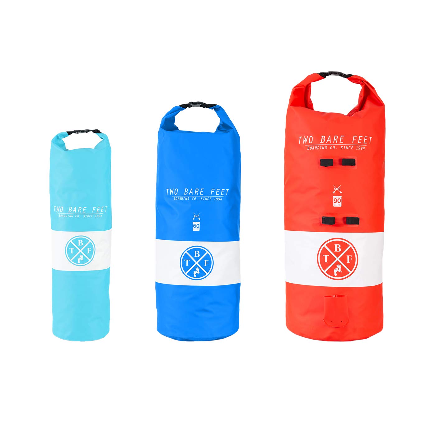Two Bare Feet Waterproof Dry Bags 90 Litre / 60L / 30L - SUP Carry Bags (Pink, 90L)