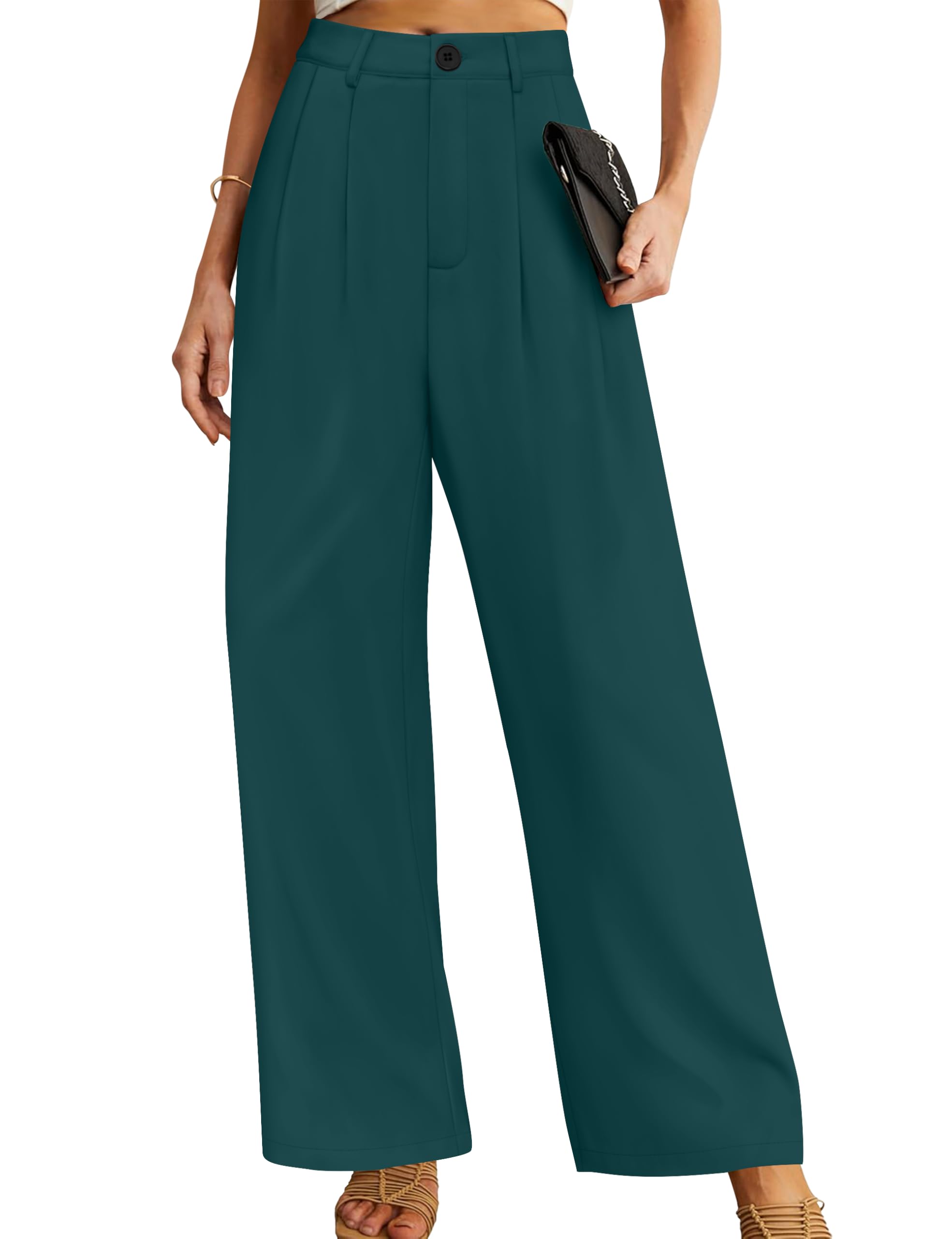 Wide Leg Pants for Women Palazzo Pant Business Casual High Waisted Dressy Flowy Work Office Trousers with Pockets