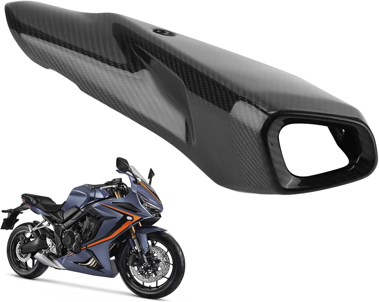 PerGar Motorcycle Exhaust Pipe Cover, Motorcycle Exhaust Heat Shield, Motorcycle Exhaust Pipe Heat Shield Cover 3K Carbon Fiber Replacement for CB650R CBR650R 2019