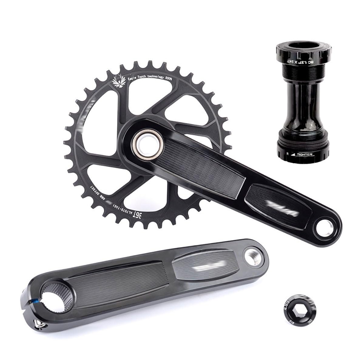 175mm Platos Y Bielas Mountain Bike 30T/32T/34T/36T/38T Plato Aleación De Aluminio Hueco Integrado Juego De Bielas con Eje De Pedalier