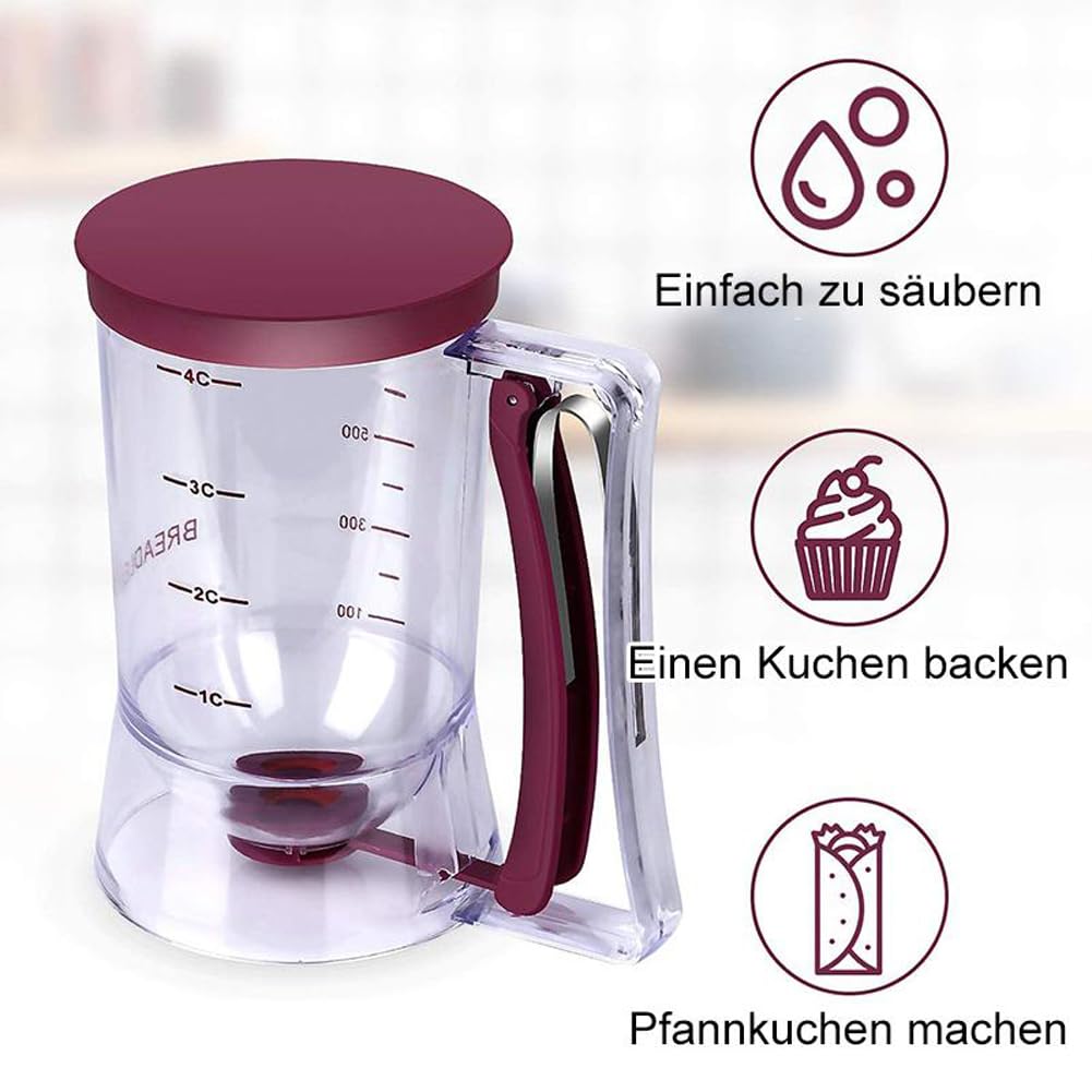Distributeur Pâte à Crêpes Et Cupcakes - Piston Doseur Avec Graduations - Pour Gaufres, Muffins, Cookies