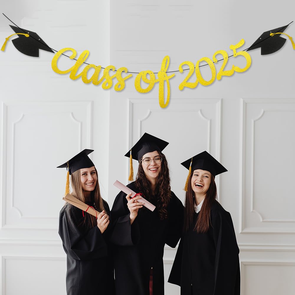 Class of 2026 Banner Glod Glitter 2026 Graduation Party Banner for College High School 2026 Graduation Celebration Party Supplies Decorations - Image 4