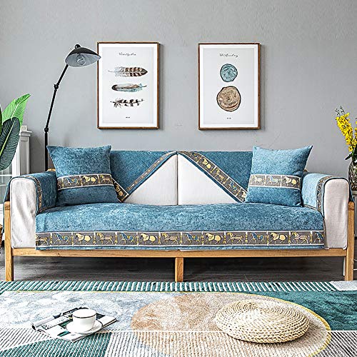 Topyl Anti-Slip Sofa Slipcover,Soft Embroidered Edging Sofa Cover Multi-Size Couch Cover For Pets Dog Sectional Furniture Protector Green 90X240Cm(35X94Inch) #TOP1