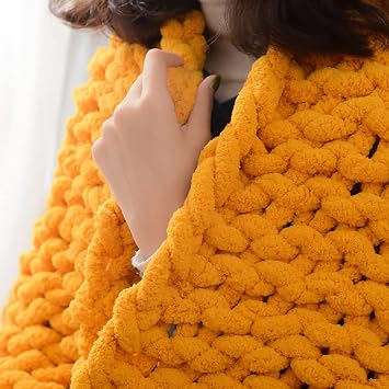 Chunky Knit Blanket Chenille Throw Pet Kitten Puppy Carpet Bulky Soft Braided Hand Knitted Crochet Weighted Quilt for Sleep Home Decor Bed Couch Sofa Chair Floor