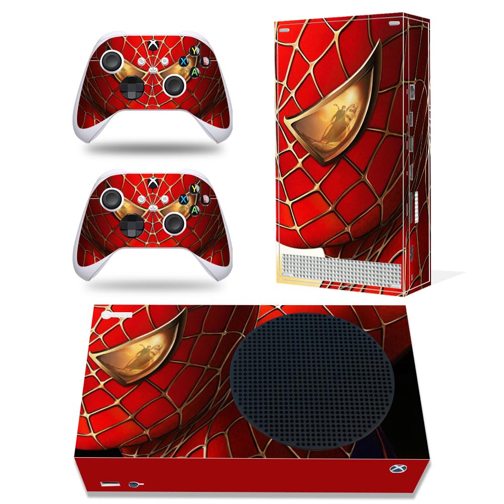 compatible with Microsoft Xbox Series S Full Body Skin Stickers Set Protective Cover for Xbox Series S Console and Vinyl Decal Controllers (Spider Man, for Xbox Series S)