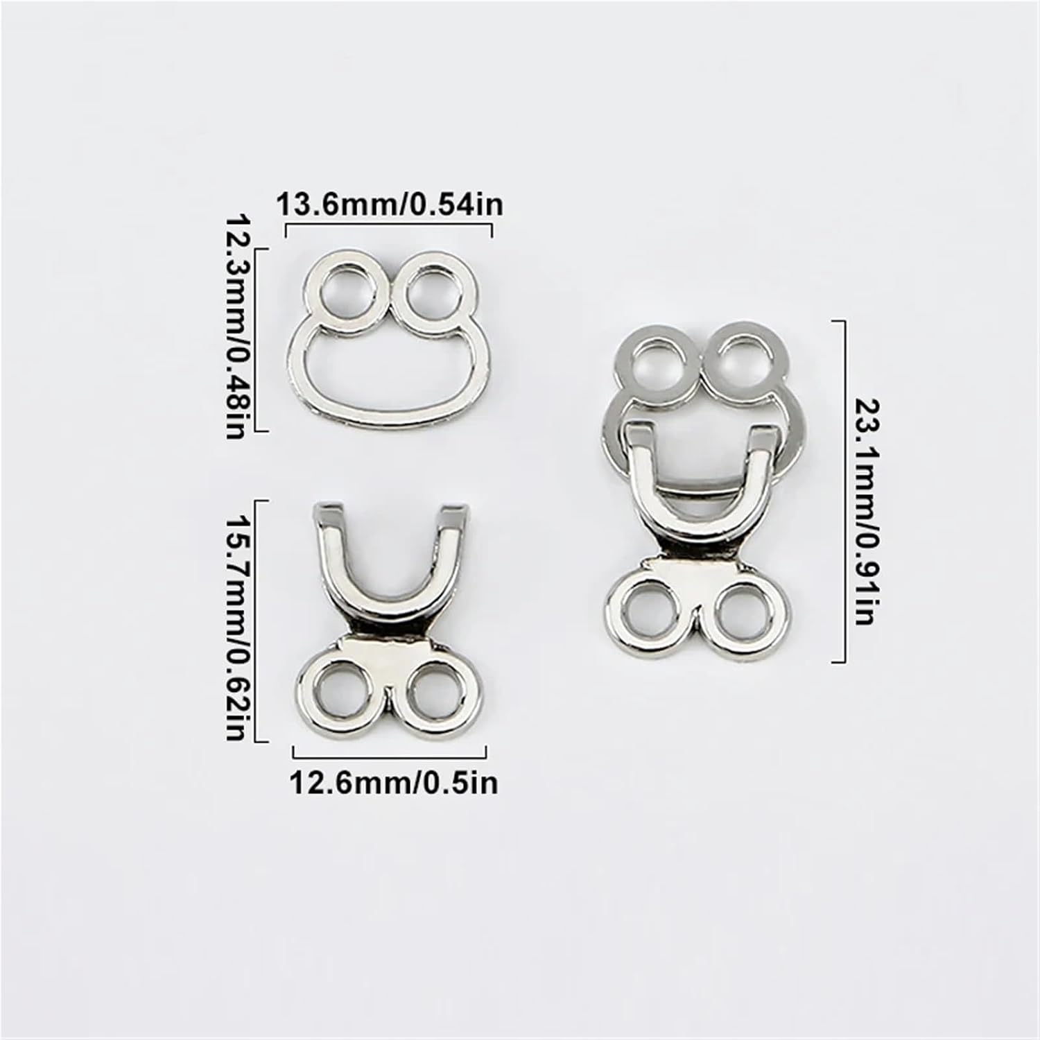 Sew On Hook and Eye 150 Pairs Metal Invisible Button Garment Sewing Hooks and Eyes Hidden Buttons(23mm-Sliver)