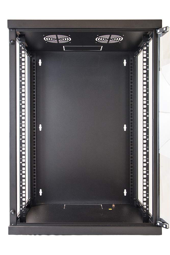 LINK armadio rack LK1918U66N 19 pollici 18 unità con montaggio a muro in metallo nero con porta in vetro temperato capacità di carico 45 kg dimensioni 60x60x90 cm una unità