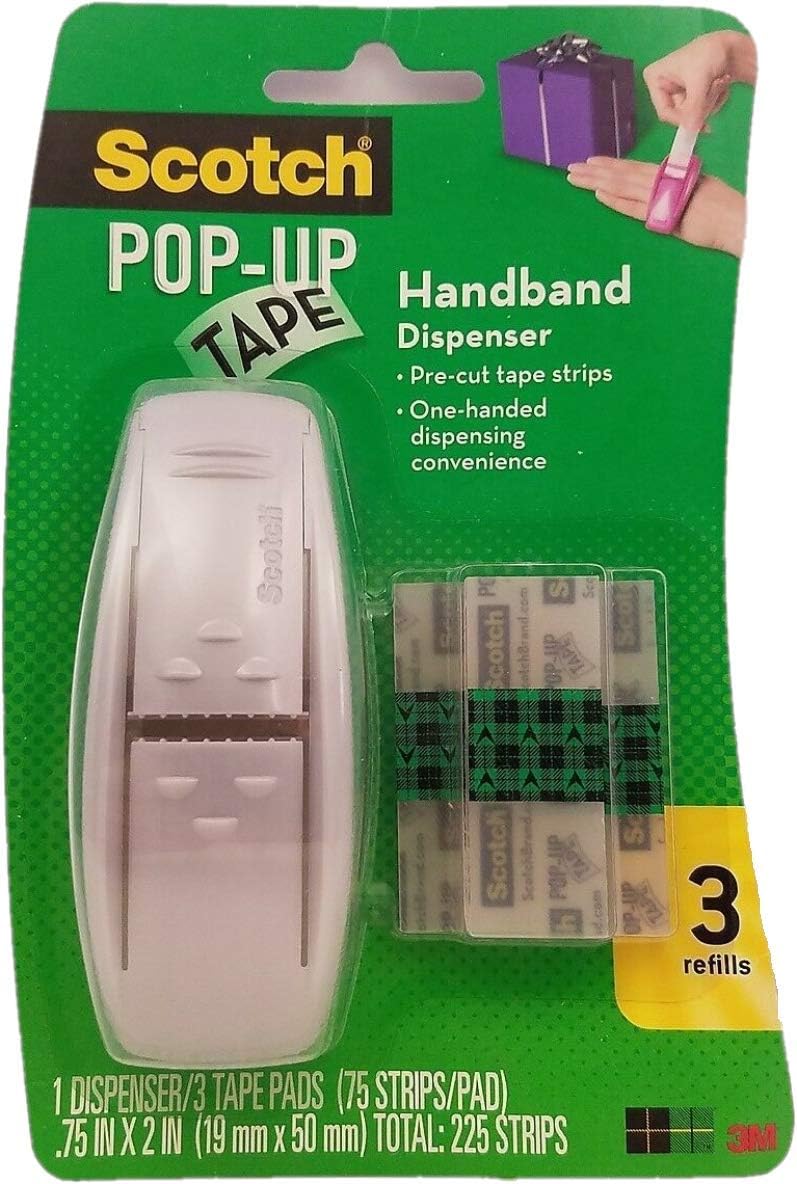 Scotch PopUp Tape Handband Dispenser, 3/4 x 2 Inches, 75