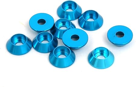 カッコいい以外メリットの無い 安ギターブリッジ の元 / uxcell フェンダーワッシャー アルミ M3 ボルト径 スカイブルー 10枚入り