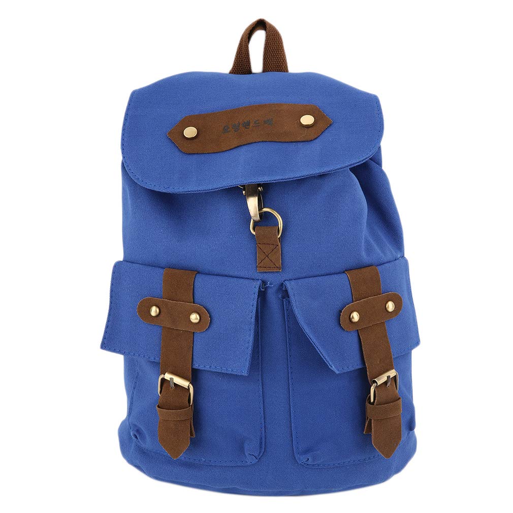 GAWENTINY Men Women Canvas Backpacks Double Bags Students School Bag Outdoor Mountaineering Bag Camping Travel Backpack (Blue)