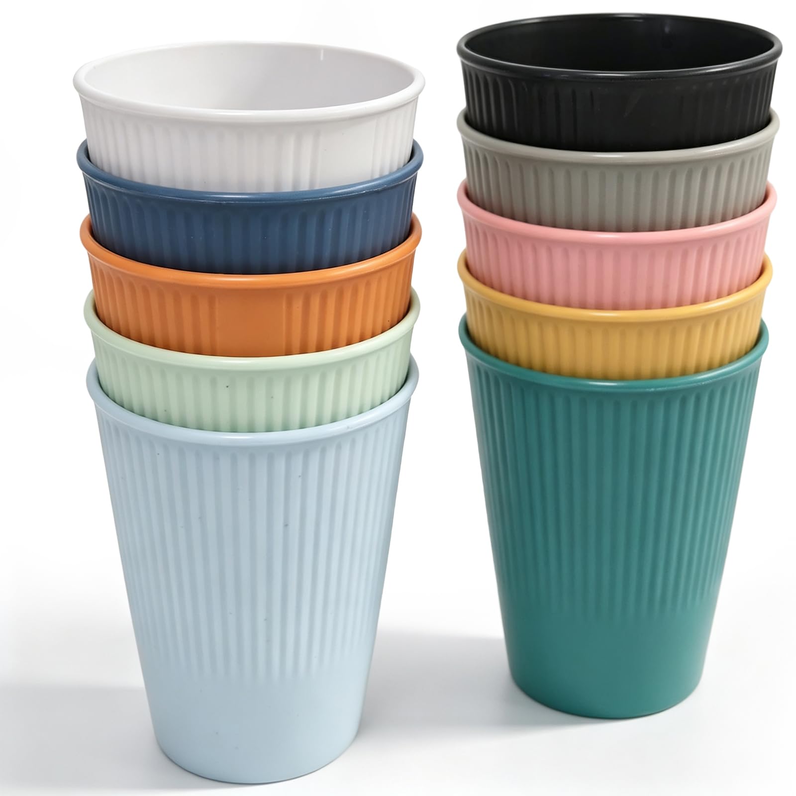 10 Pack Unbreakable Drinking Cups,350ml Reusable Tumblers Coffee Mug