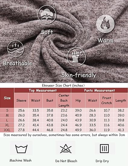 Ekouaer Womens Pajamas Set Long Sleeve Loungewear Soft Joggers with Pockets - image 6