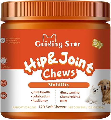Suplemento de cadera y articulaciones para perros, glucosamina para perros, soporte de movilidad, flexibilidad y comodidad, suplemento de cadera y