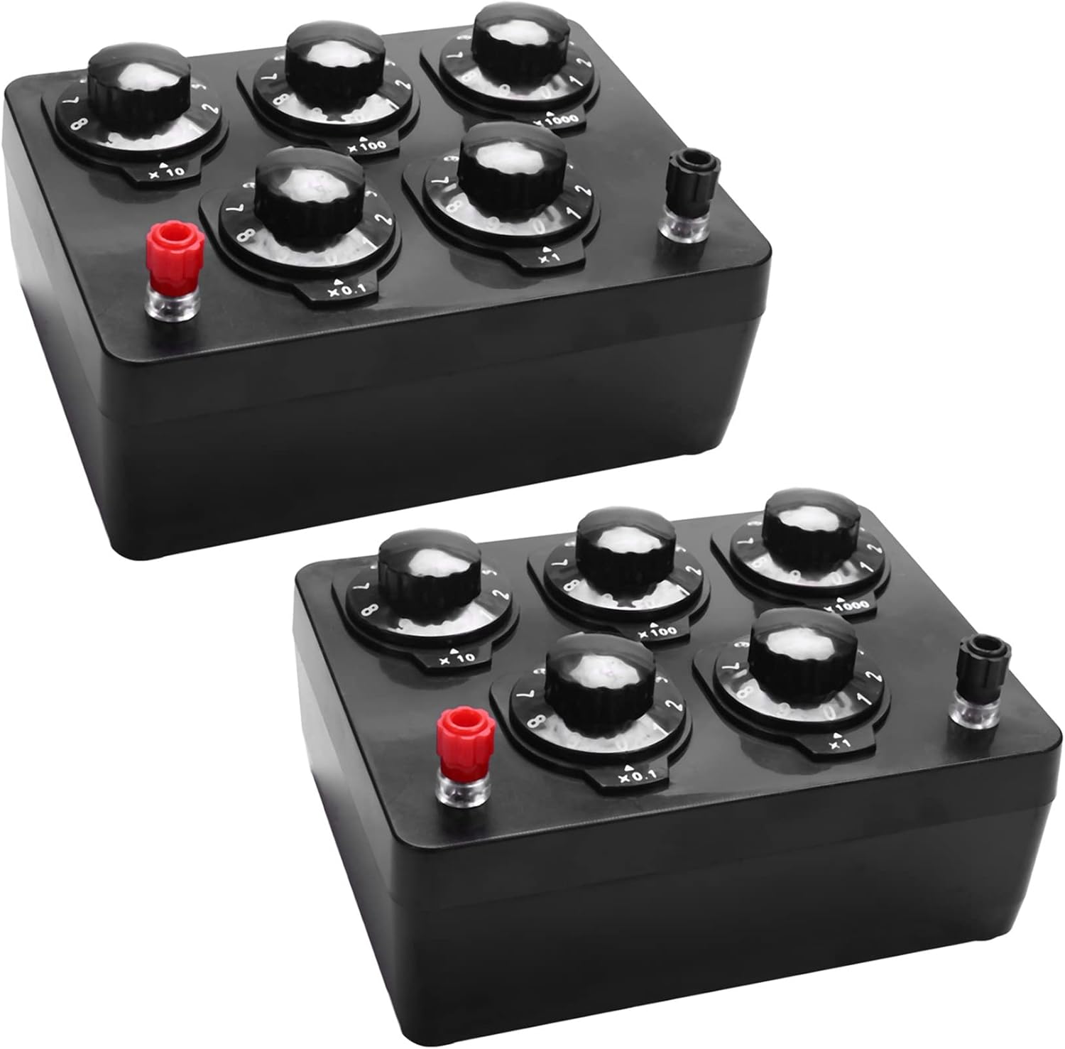 2X Black Resistance Box Iron Variable Decade Resistor Resistance Box 0-9999.9 Ohm 165X125X60mm ForPhysical Teaching