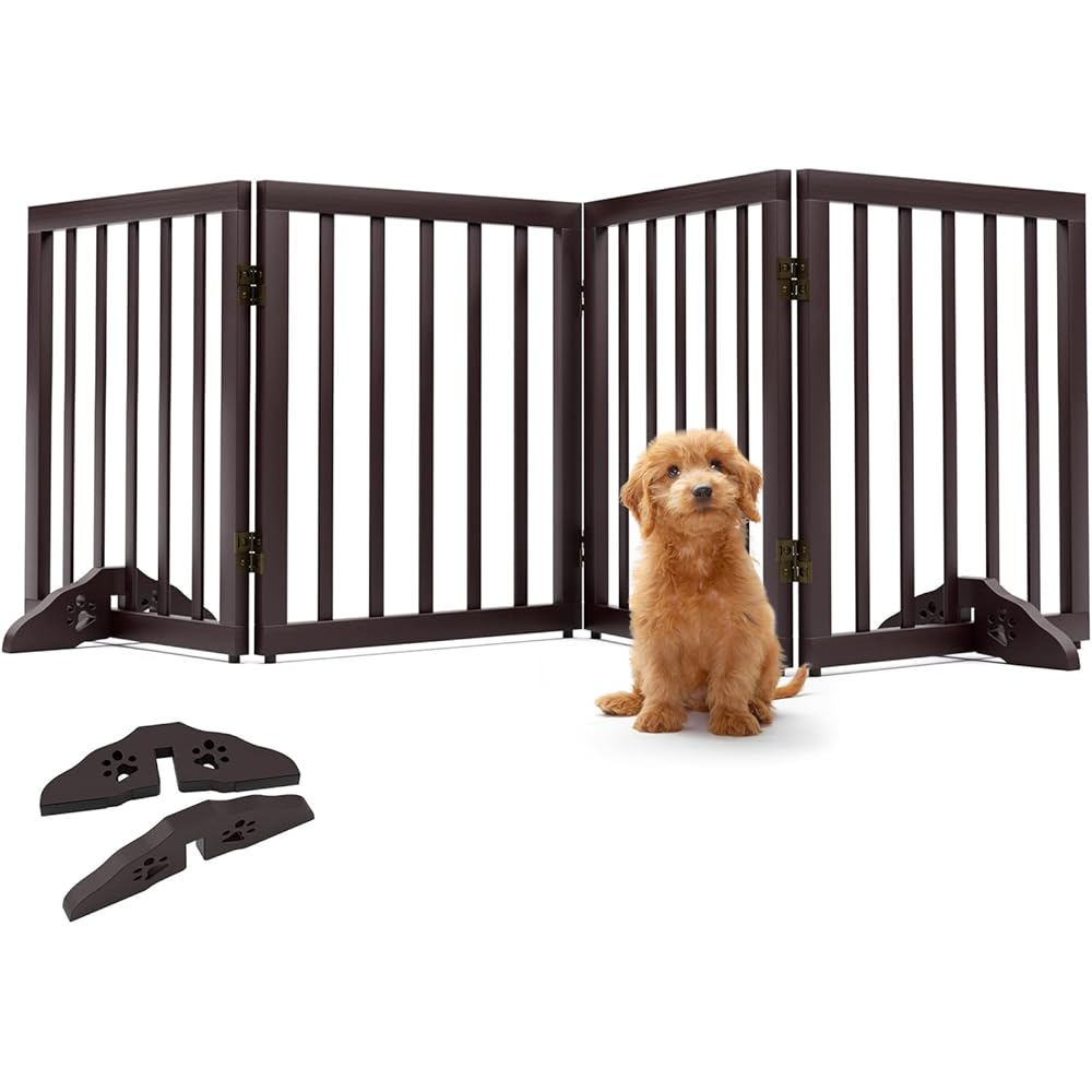 15/mo Finance Wooden Dog Gates Foldable Dog Fence Freestanding 4