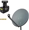 Premium X Satellite Complete System 80 cm Satellite Dish Aluminium Anthracite Satellite Antenna Twin LNB F-Connector SAT up to 2 Subscribers