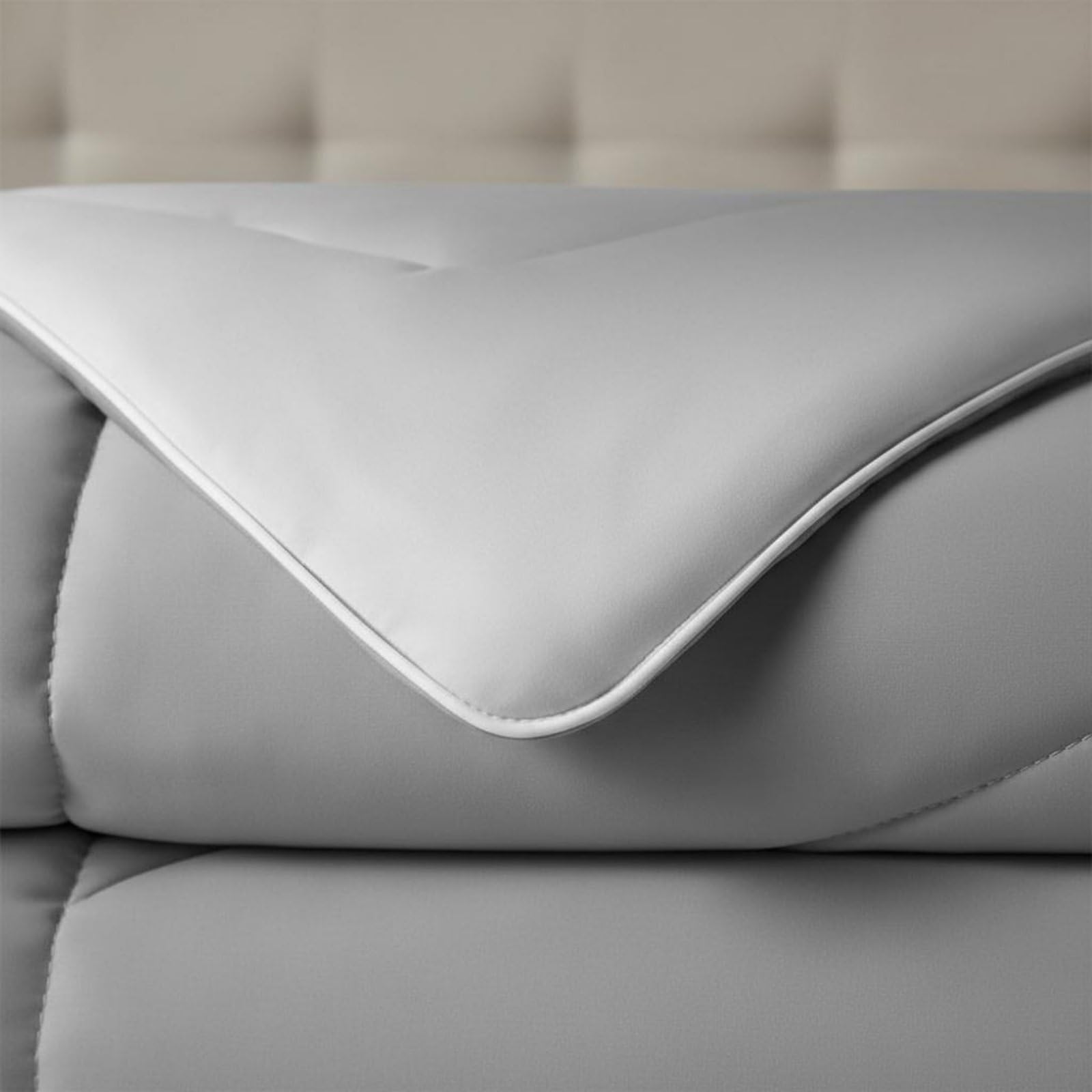 KESOTO Fresca Ligera Cobija Transpirable con Tejido Suave de Nylon y Spandex para Dormir en Verano Siestas Dormitorios Cálidos Áreas Acondicionado Uso Diario, Gris, Queen 229x229 Cm
