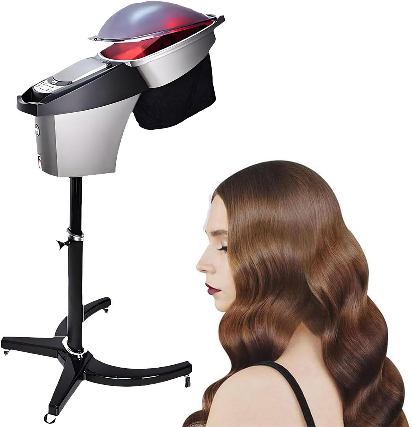 Professional Hair Steamer Salon Micro Mist Hair Care Spa Steamer Rolling Machine Stand Strong Base Hooded, Spa Hair Steamer Oil Hair Styling Machine, Micro Mist 3 Mode