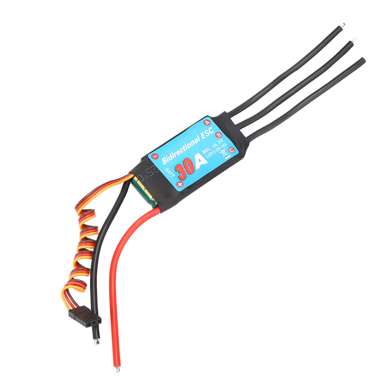 VGEBY ESC Brushless, 20-60A Unidirectional 1:1 Power Output Remote Control Boat One‑Way Brushless ESC RC Electronic Speed Controller for RC Ship Underwater Propeller(30A)