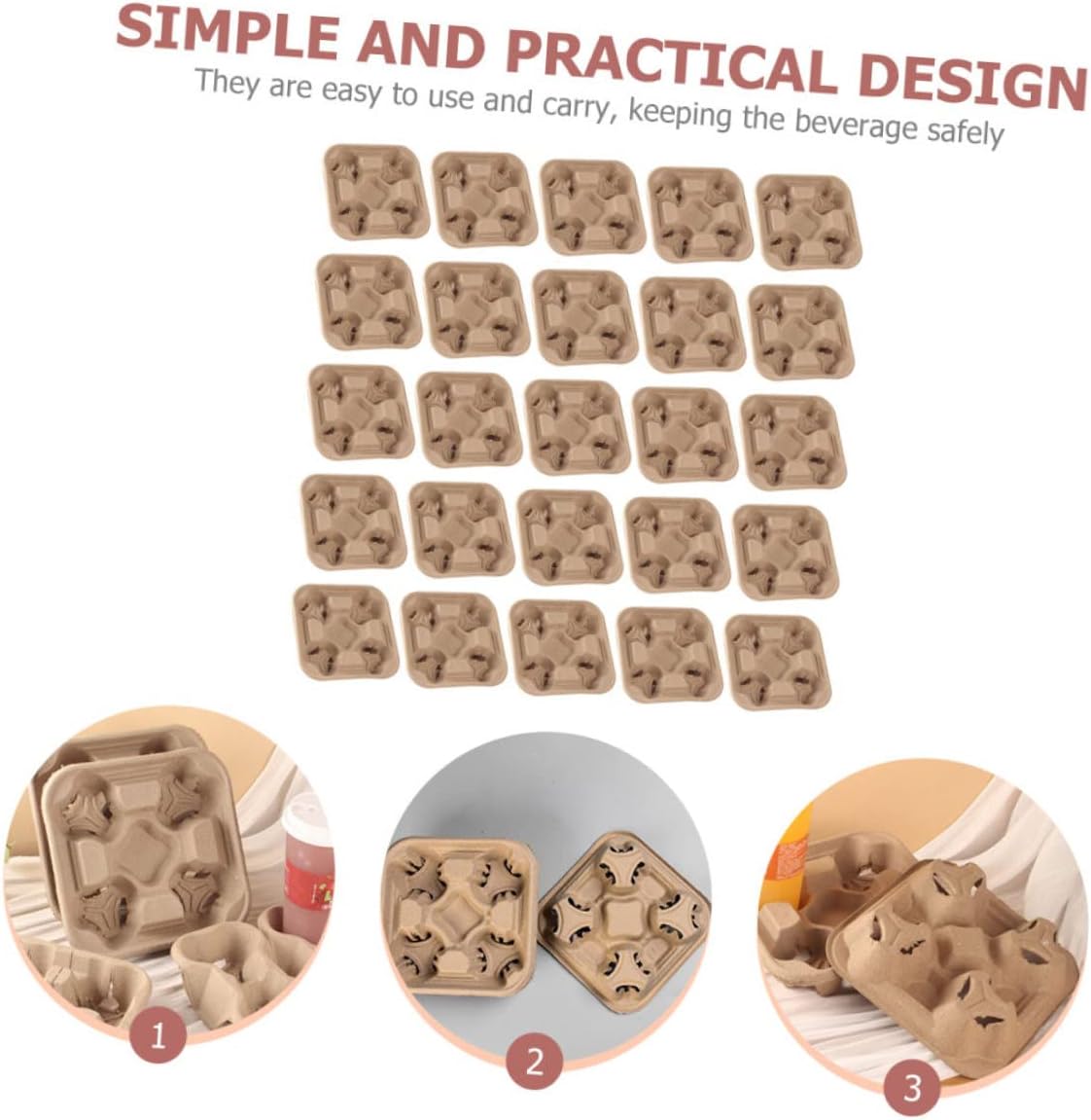 VOSAREA 25pcs Cup Holder Tray Outdoor Cup Trays Useful Beverage Packing Boxes Takeout Packing Supply Space-Saving Design