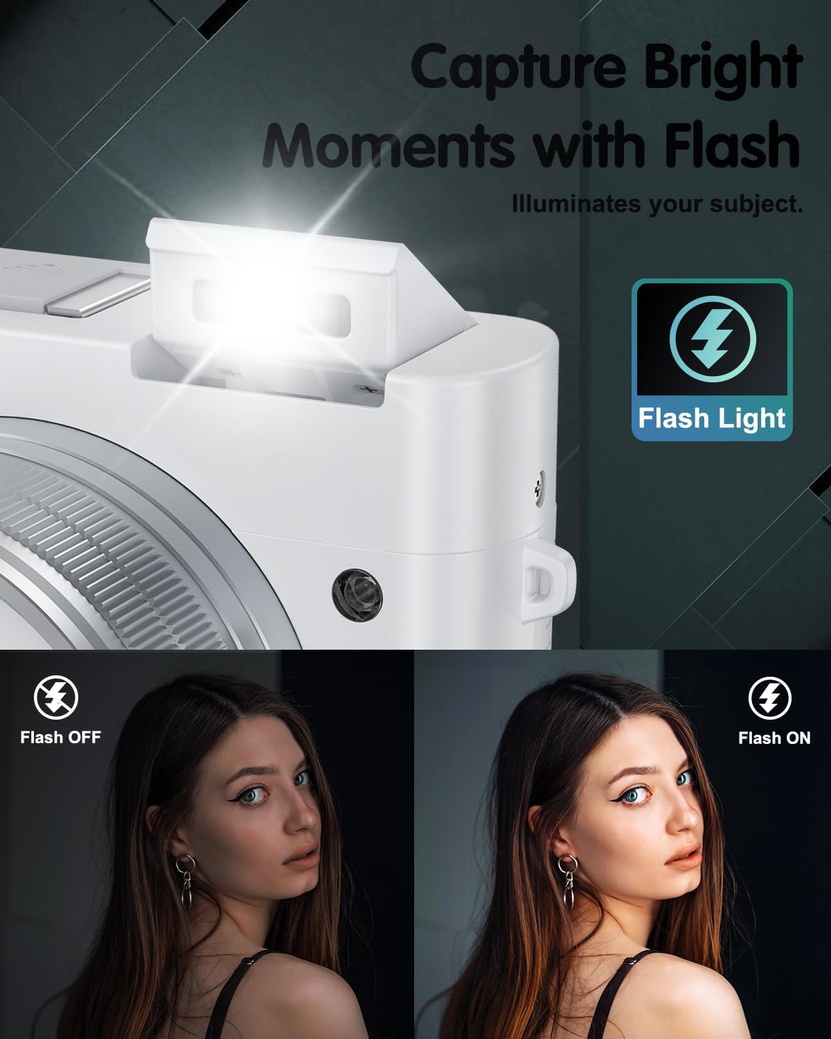 4K Digital Camera for Photography, 64MP Autofocus Vlogging Camera for YouTube with Selfie Lens, Compact Travel Video Camera with Flash, 16X Zoom, Anti-Shake,