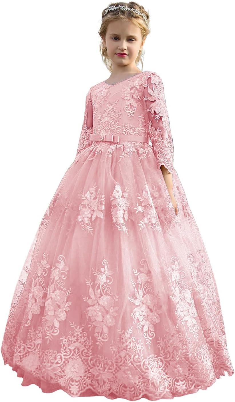 TTYAOVOGirls Pageant Ball Gowns Kids Chiffon Embroidered Wedding Party Dress