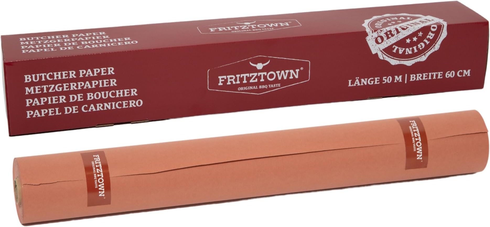 Butcher Paper Pink Deluxe | 60 cm x 50 m Roll Box | Food Safe Unwaxed | Ideal for BBQ, Smoking, Smoking and Meat Packaging