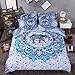 Sandyshow 3PC India Elephant Bedding Full/Queen Bohemia Microfiber Duvet Cover Set, Mandala Design (King, Elephant)