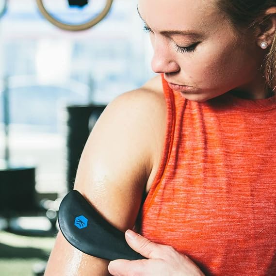 SIDEKICK Curve Muscle Scraper: 4-in-1 Gua Sha Scraping Massage Tool w/Emollient Pump Gel - Handmade Stone for Plantar Fascia Relief, IT Band Relief, Neck Relief and More