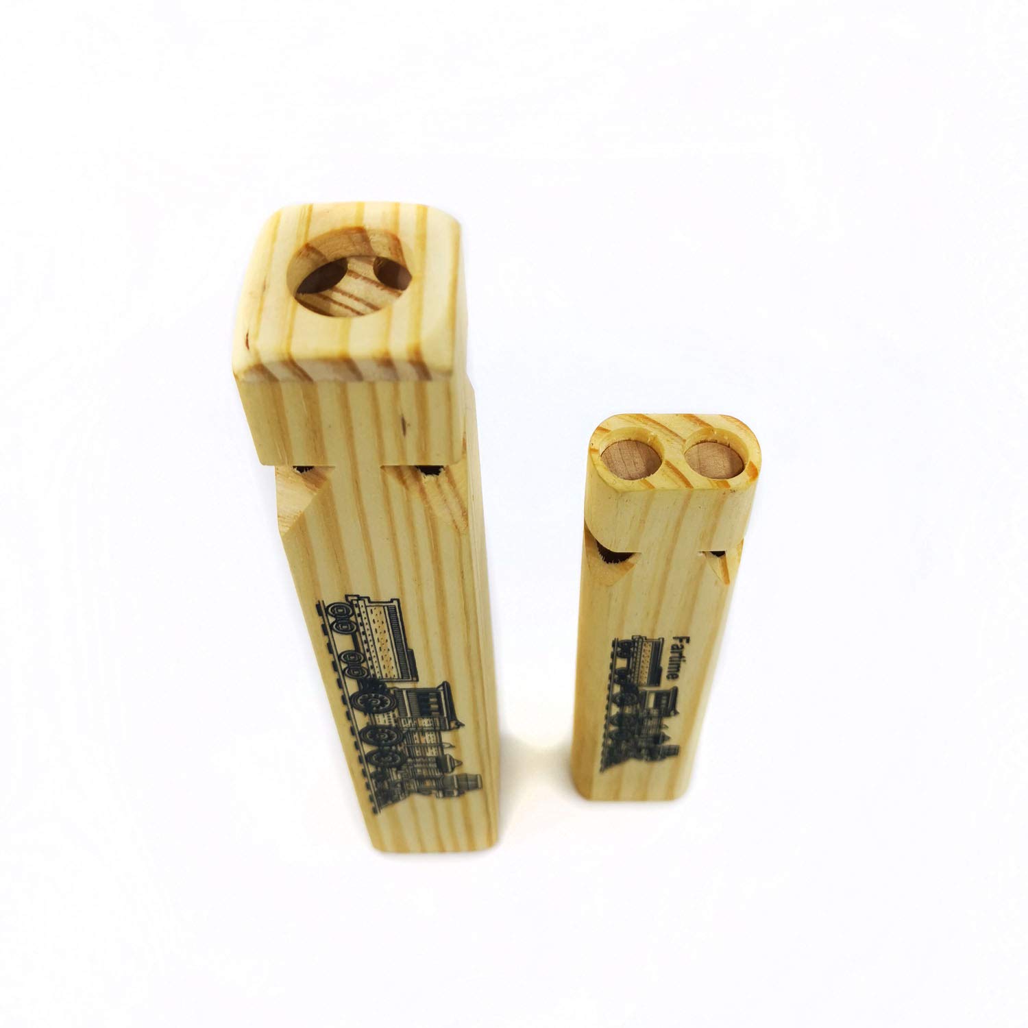 Juguete musical de silbato de tren de madera para niños, 4 tonos de 7.4 pulgadas de largo y 2 tonos de 5.5 pulgadas de largo 3