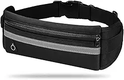 Pochete Esportiva Corrida Fitness Impermeável Masculina e Feminina Unissex Porta Celular Dinheiro Cartão Anti Furto Material Refletivo Suporte para Garrafa Academia Bike Ciclismo Esportes (Preto)