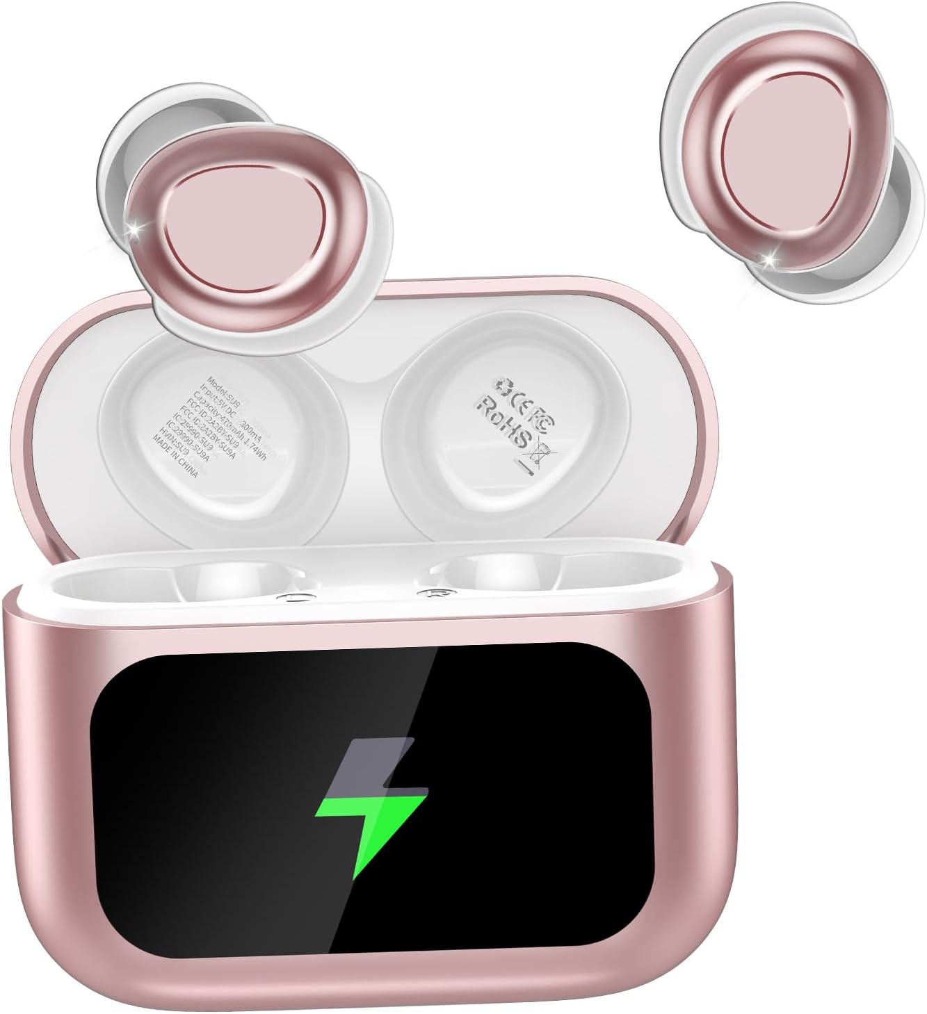 Mini Sleep Earbuds with Smart Touch Screen, Wireless Bluetooth 5.4 Headphones, Sleep Headphones with HiFi Stereo, Rose
