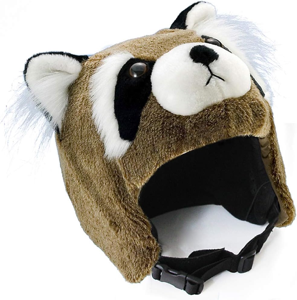 crazeeHeads Plush Helmet Covers - Great for Skiing, Snowboarding, Winter Fun, Girls & Boys Accessories, Cool Animal Helmets Cover for Kids and Adults (Benny The Bandit Raccoon)