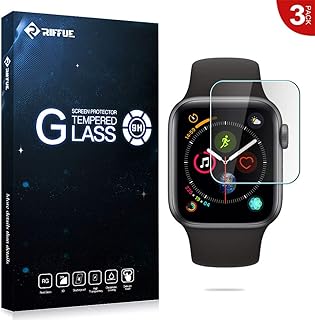 RIFFUE Apple Watch Series 4 44 mm Protector de Pantalla, Cristal Templado 9H Dureza 3D Touch Glass Premium Screen Protector Film para iWatch 4 / Apple Watch Series 4 44mm [3 Unidades]