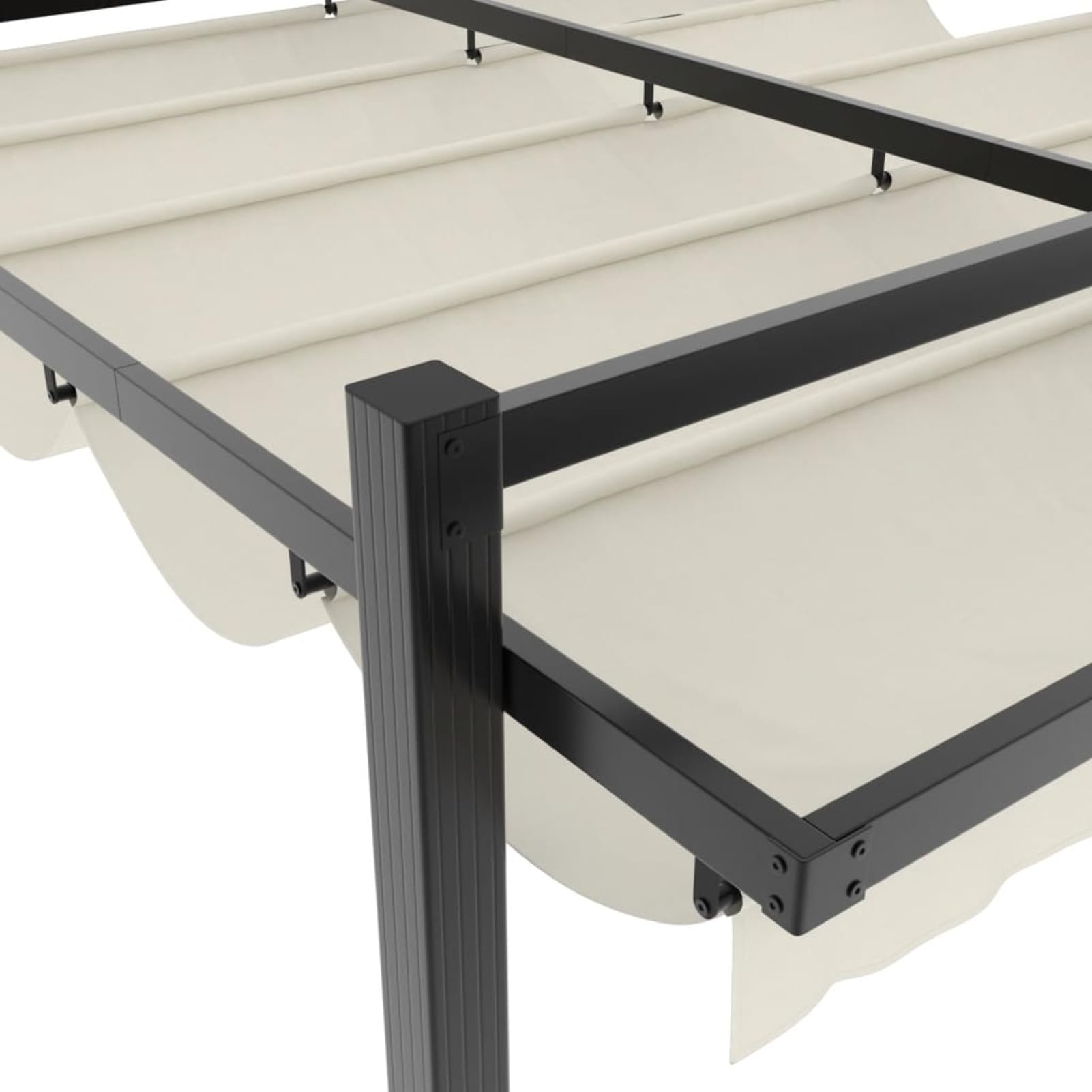 IKAYAA Pérgola de Jardín con Techo Retráctil, Pérgola de Aluminio 3x3 m, Cenador para Jardín, Poliéster Resistente al Agua y a UV para Patio Terraza Exterior Crema