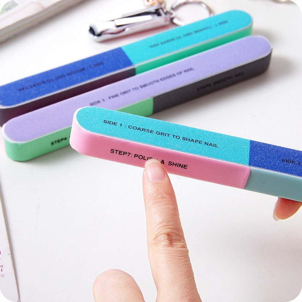 SUMAJU 6 Pieces Nail File, Nail Boards 7 Step Professional Nail File and Buffers Block Washable Emery Boards for Care Manicure