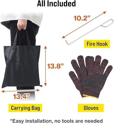 Miniatura 8 de Japard Estufa de campamento de leña, estufa de leña portátil de hierro fundido, estufa de leña negra con estuche de transporte para mochileros