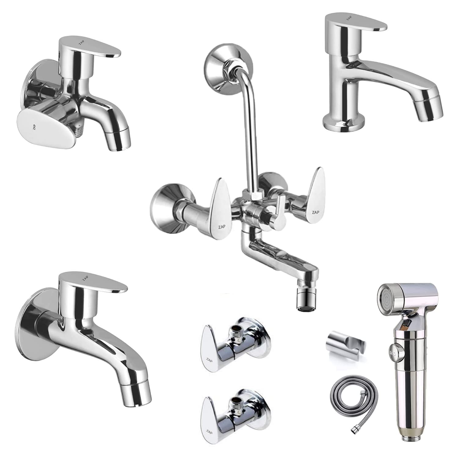 Brezza Series Combo of One 2-in-1 Wall Mixer, 1 Pillar Cock, 1 Long Body Tap, One 2-in-1 Bib Cock, 2 Angle Cock and 1 Health Faucet-(Bathroom Accessories) (B0BSXLHG1H) Amazon Price History, Amazon Price Tracker