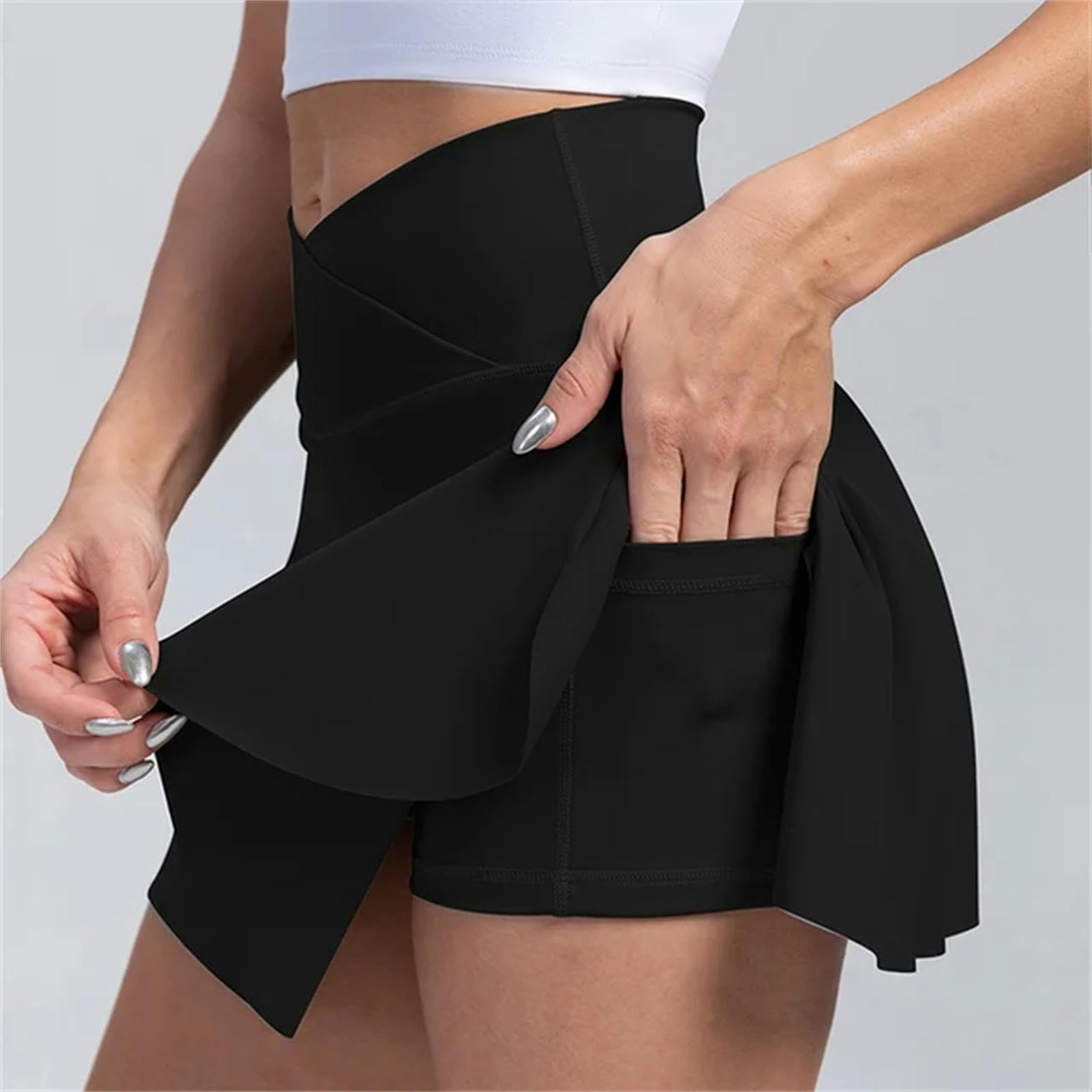 Tennisrock Damen Crossover Tennis Röcke Plissee Golf Skorts Röcke Für Frauen Mit Shorts Taschen