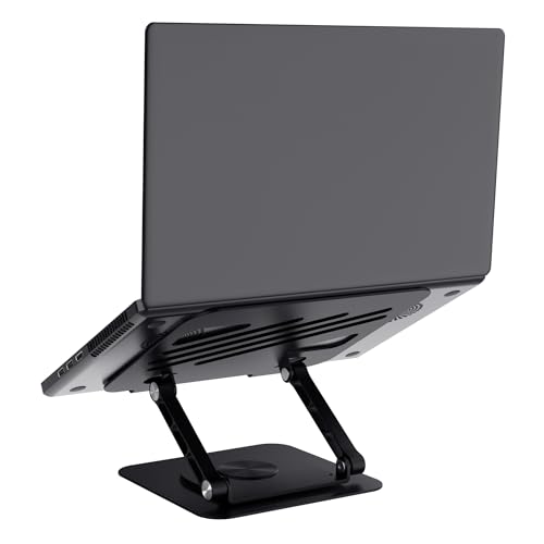 Trust Zeff Supporto Pc Portatile Ergonomico Con Rotazione A 360 Gradi, Altezza Regolabile, Supporto Laptop 16" Pieghevole, Rialzo Pc Portatile Per Macbook Tablet Scrivania Accessori Ufficio - Nero - 10