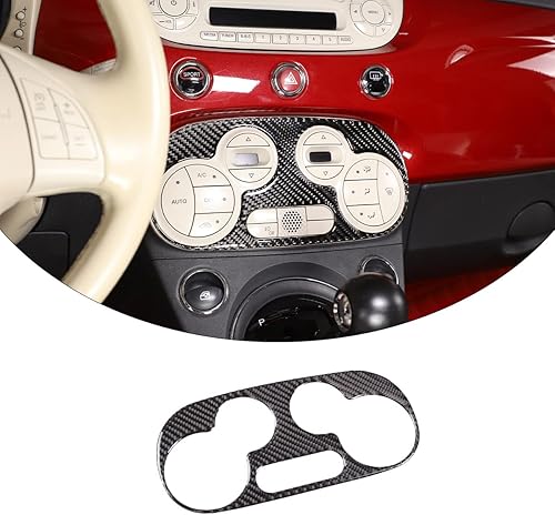 Adhesivo de fibra de carbono suave para el panel de interruptor de aire acondicionado de automóvil, compatible con Fiat 500, 2011, 2012, 2013, 2014,