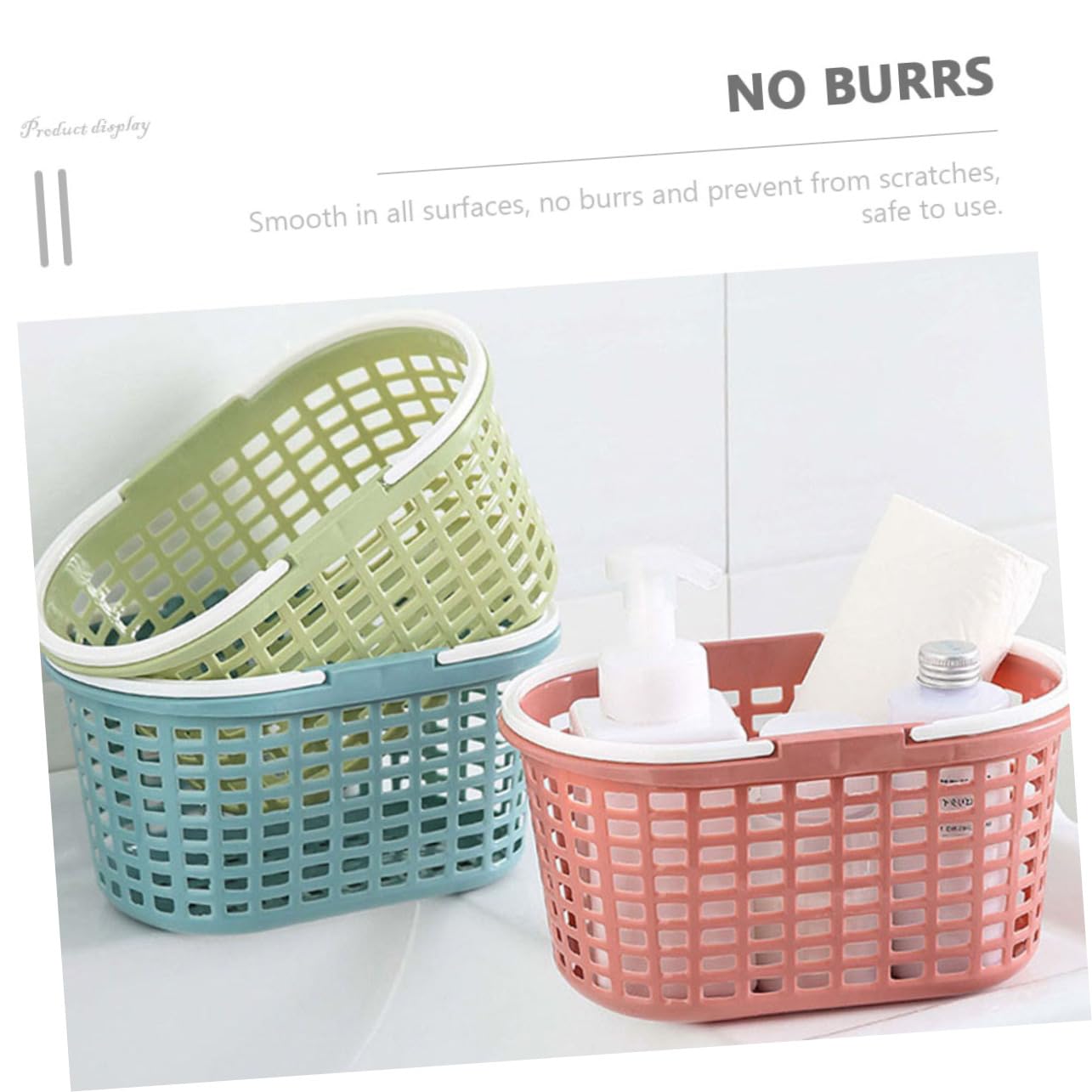 6piezas Cesta De Ducha Portátil Con Asa Organizador De Plástico Para Baño Almacenamiento De Para Suministros De Limpieza y Artículos De Tocador